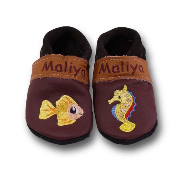 Krabbelschuhe Seepferd & Fisch